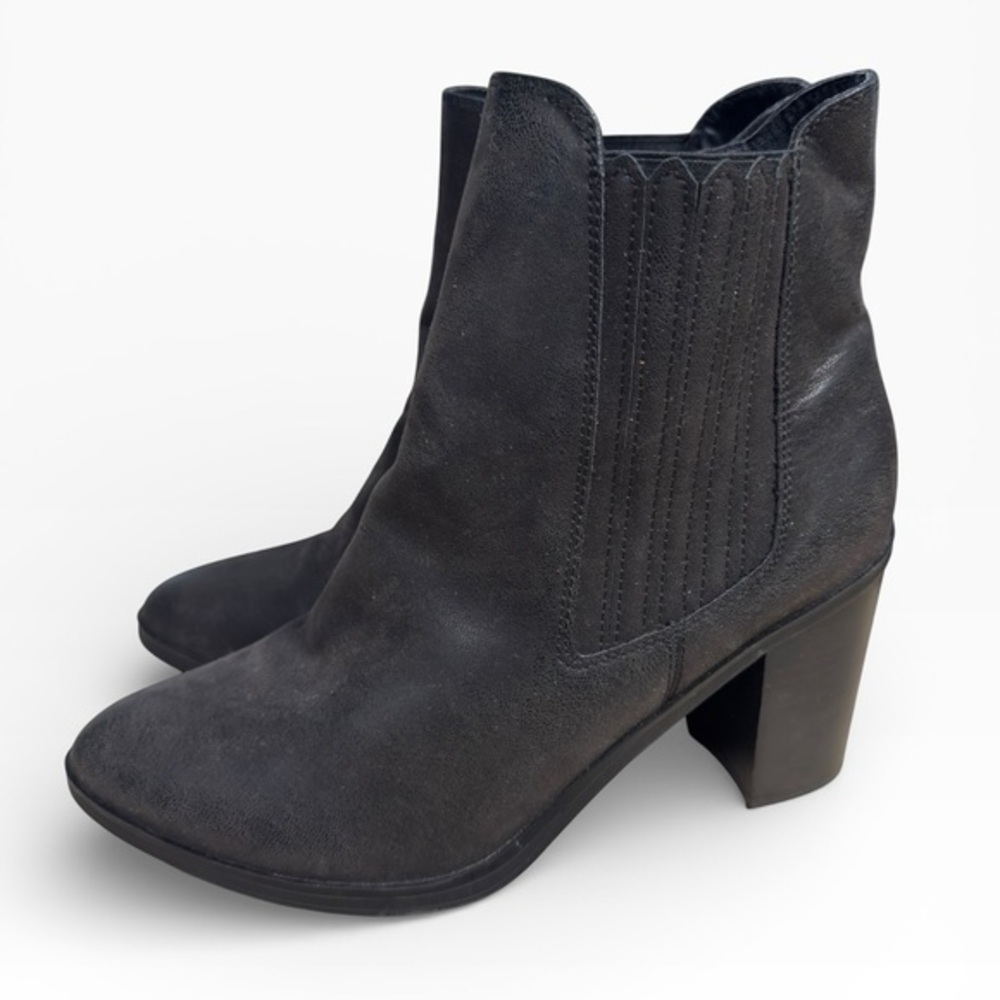 MIA Black Charcoal Ankle Boots Block Heel Chelsea Style Womens US Size 8.5